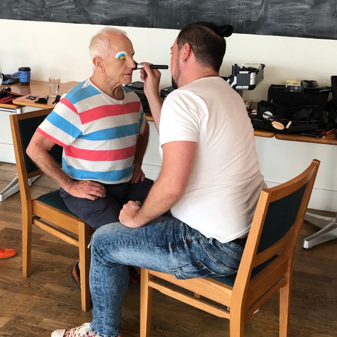 Man getting make-up done