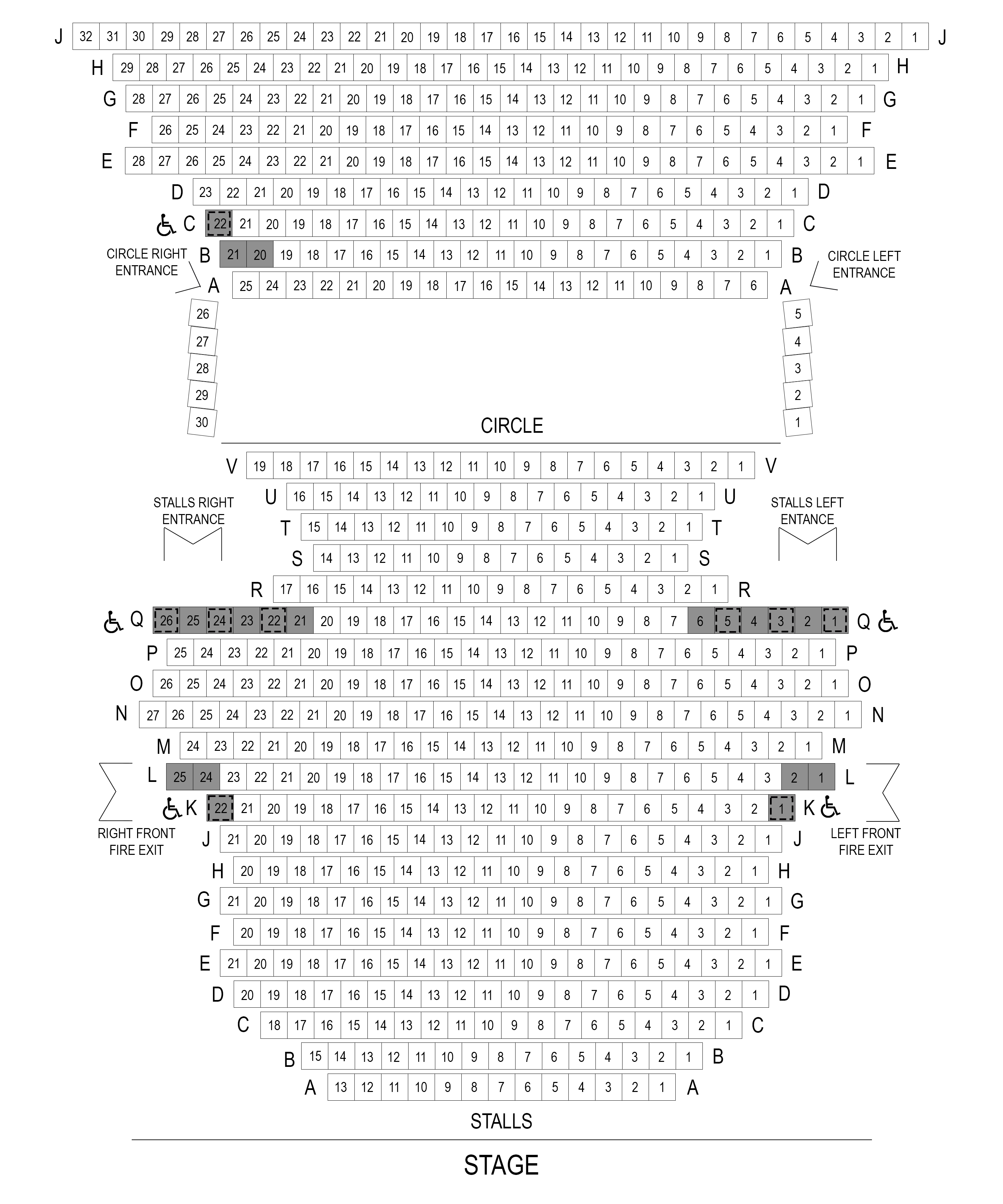 Seat plan of the auditorium