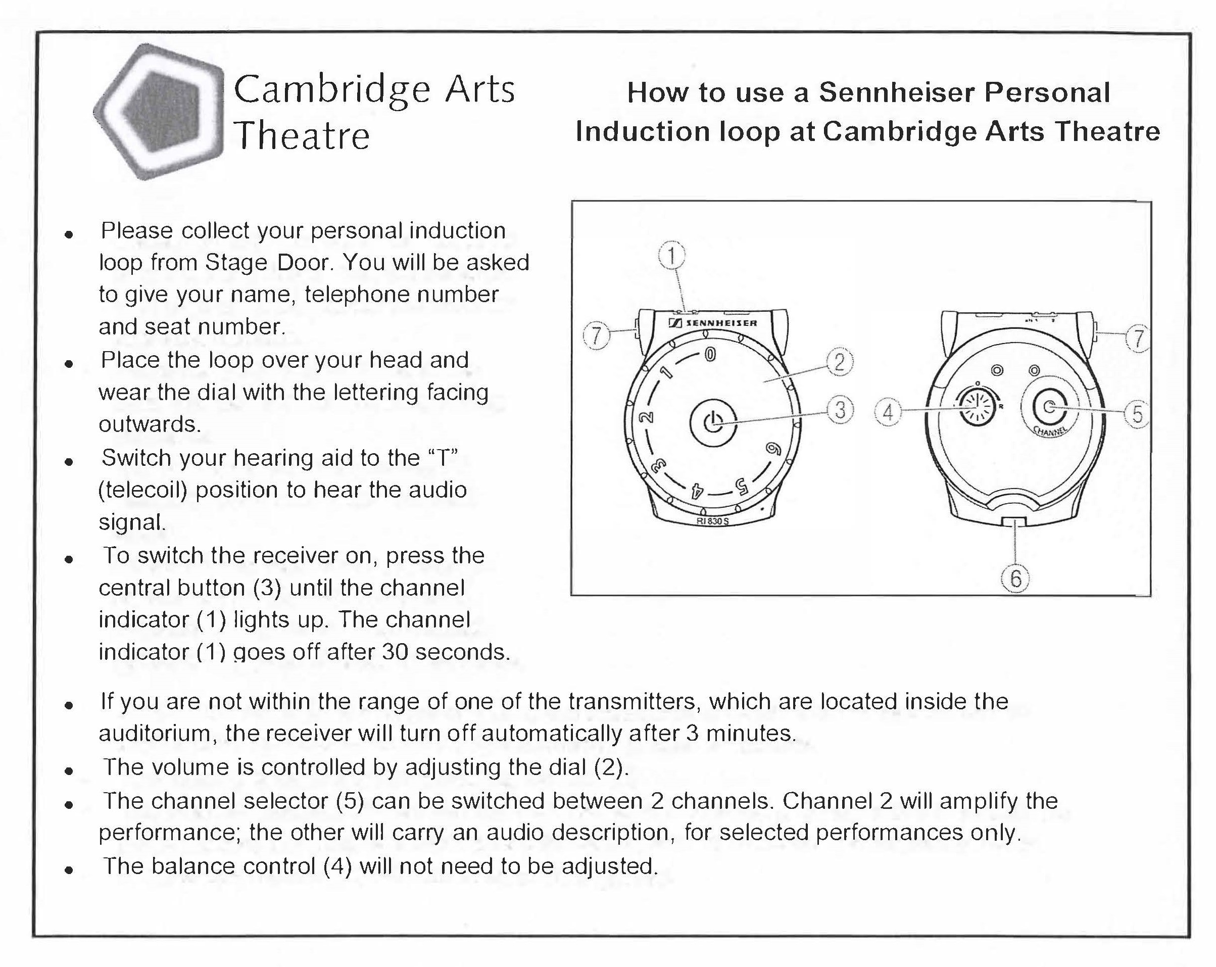 Hearing Loop instruction sheet