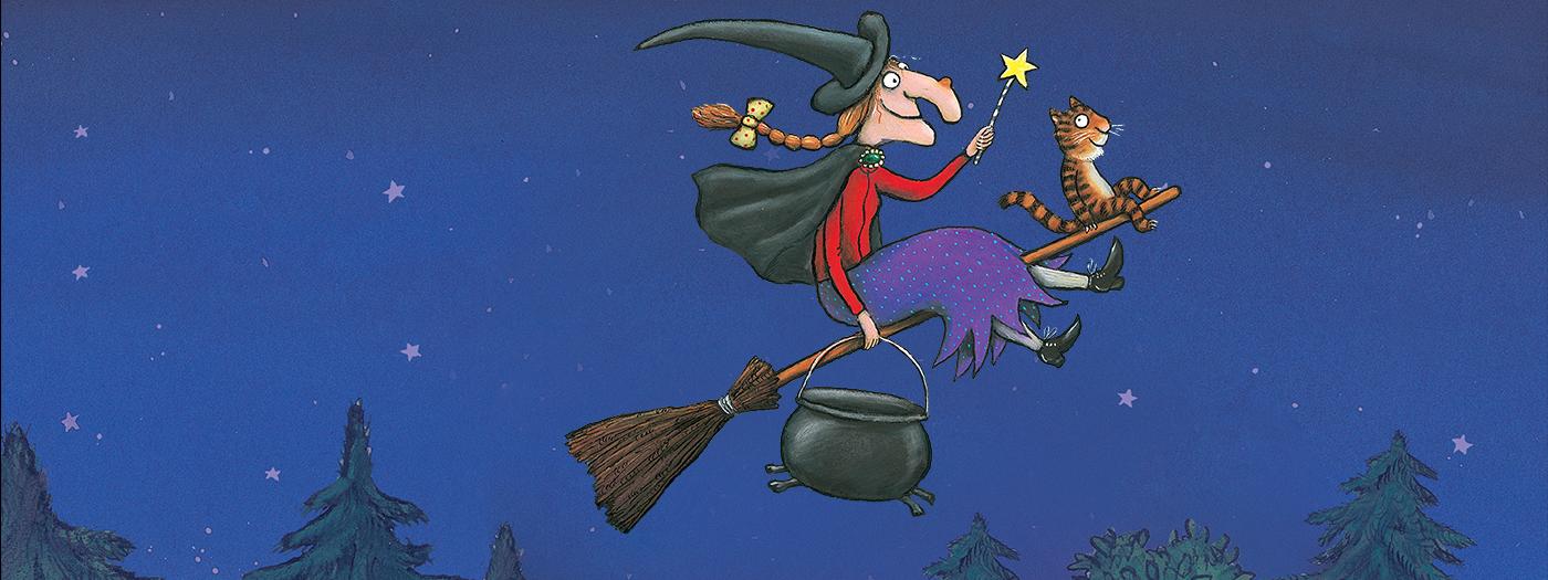 Witch on a Broomstick and a cat