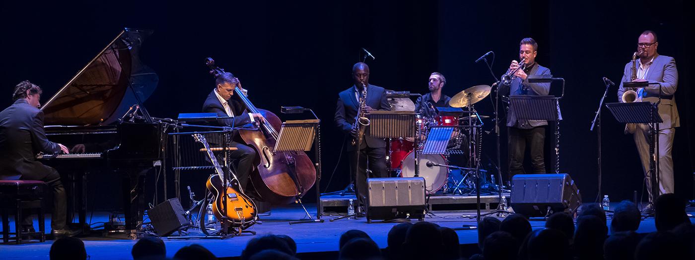 A band on stage during a show