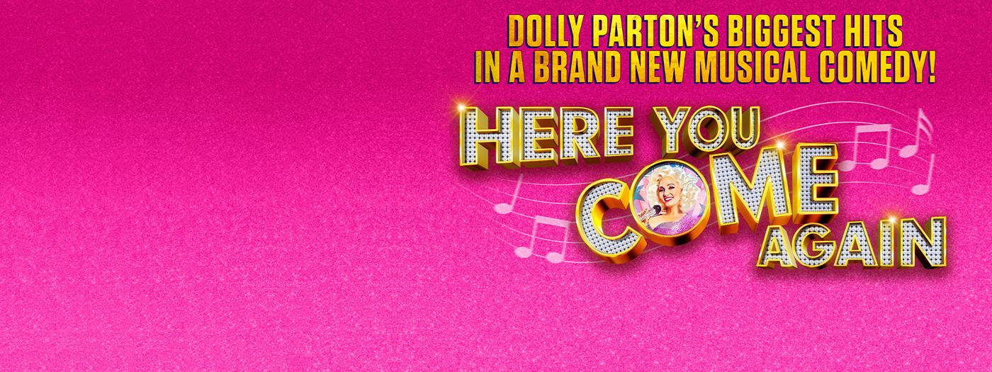 Here you come again title in sparkly font